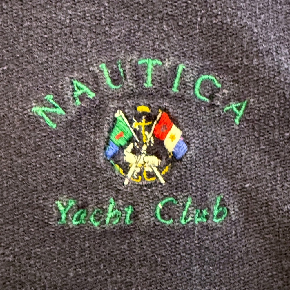 Nautica Yacht Club Mens Large Navy Blue Mock Neck Long Sleeve Cotton Shirt Logo